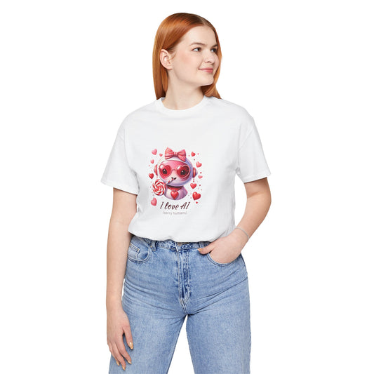 I Love AI (Sorry Humans) Unisex Tee . Valentine Bot Graphic