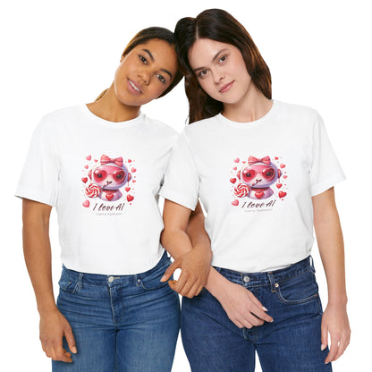 I Love AI (Sorry Humans) Unisex Tee . Valentine Bot Graphic