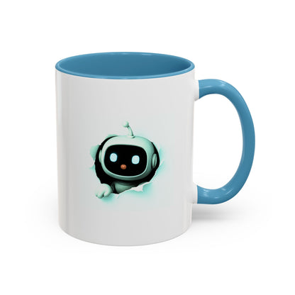 AI Bot Breakthrough Mug - White Ceramic with Accent Colors (Black or Light Blue)