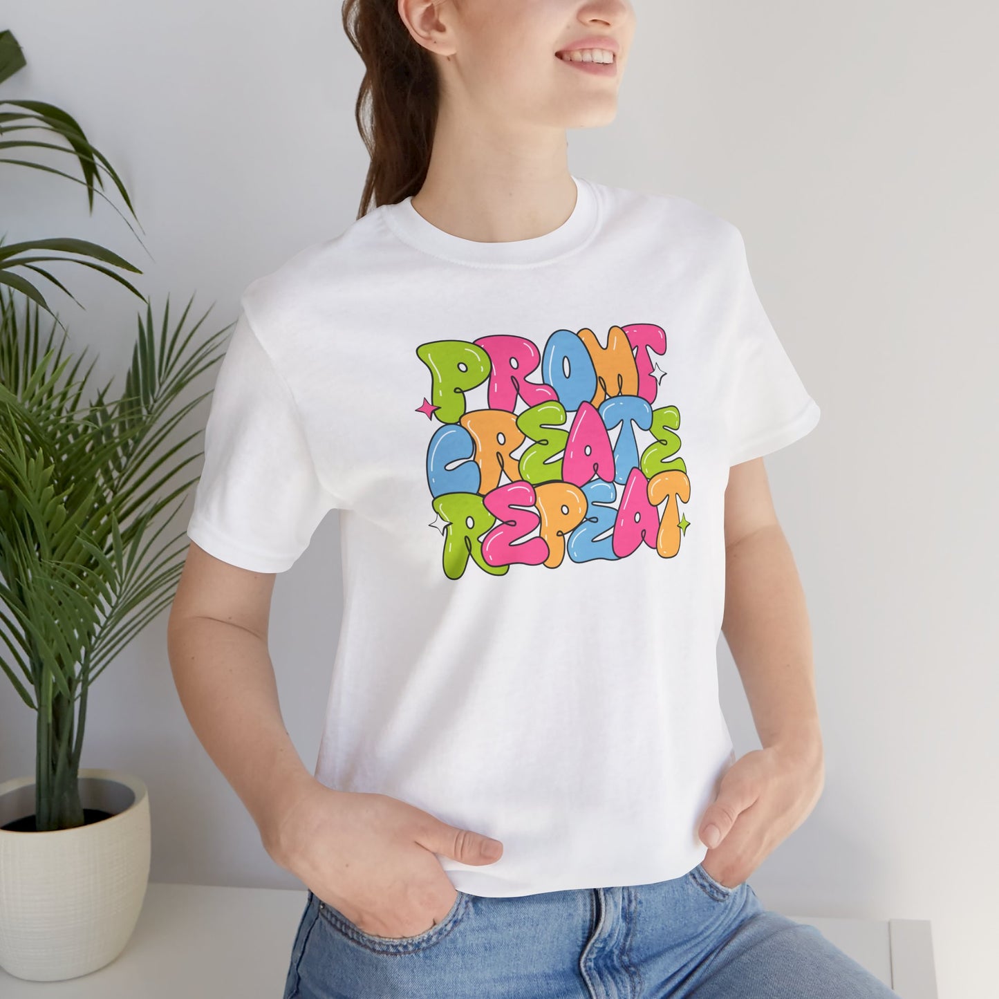 Prompt. Create. Repeat. | Colorful Unisex AI-Inspired T-Shirt