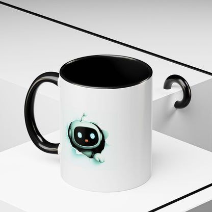AI Bot Breakthrough Mug - White Ceramic with Accent Colors (Black or Light Blue)