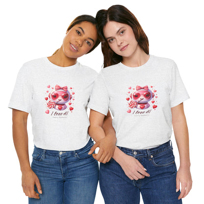 I Love AI (Sorry Humans) Unisex Tee . Valentine Bot Graphic
