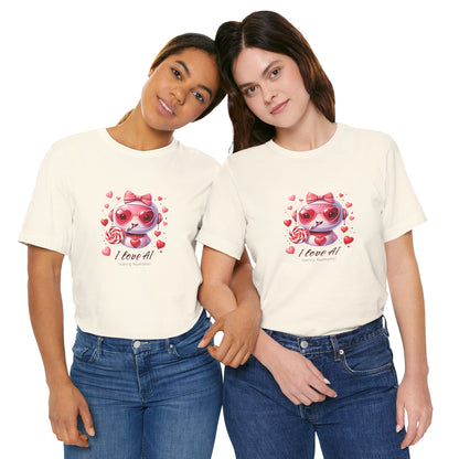 I Love AI (Sorry Humans) Unisex Tee . Valentine Bot Graphic