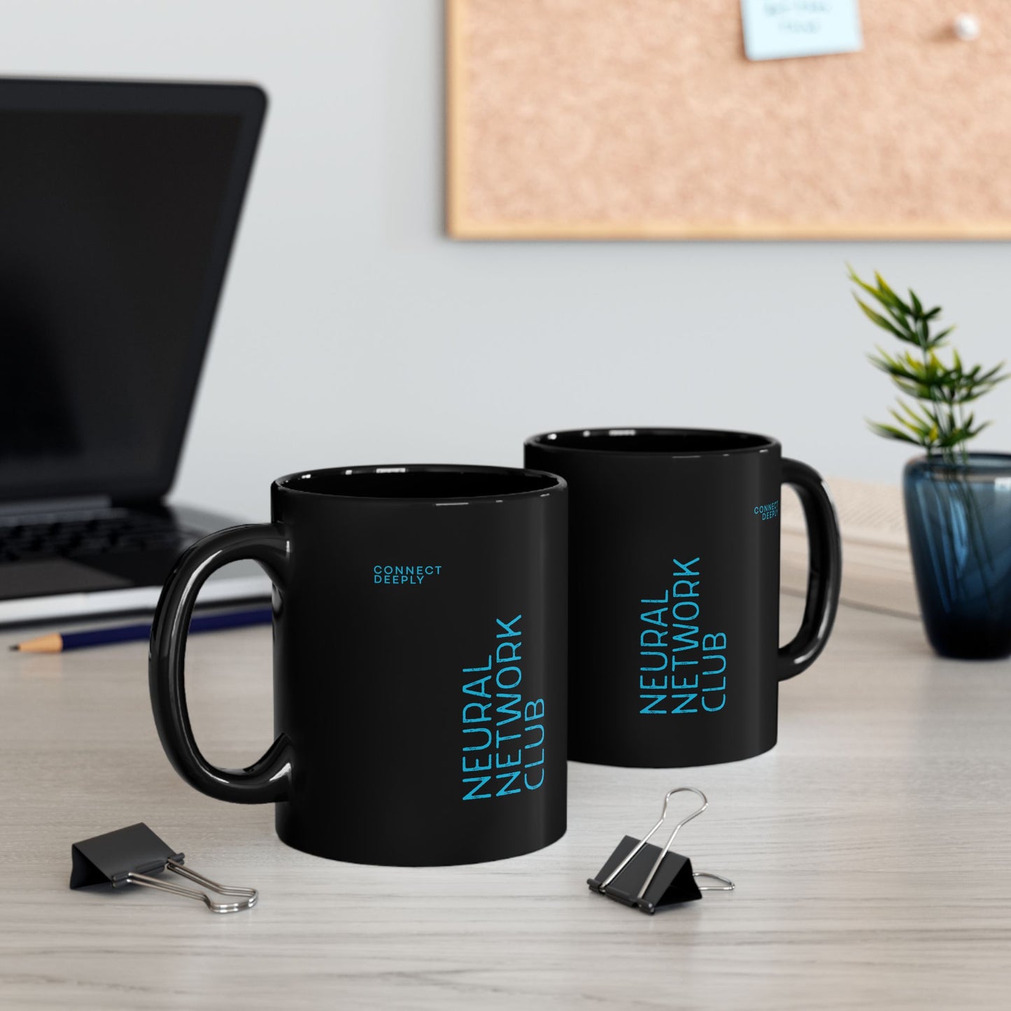 Neural Network Club – Connect Deeply | Black Ceramic Mug (11oz)