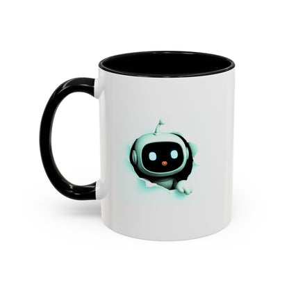 AI Bot Breakthrough Mug - White Ceramic with Accent Colors (Black or Light Blue)