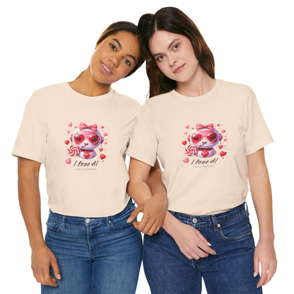 I Love AI (Sorry Humans) Unisex Tee . Valentine Bot Graphic