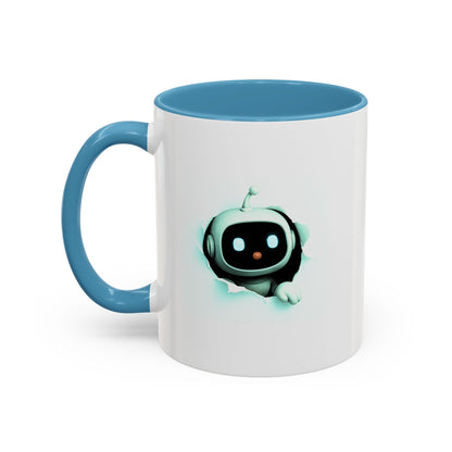 AI Bot Breakthrough Mug - White Ceramic with Accent Colors (Black or Light Blue)