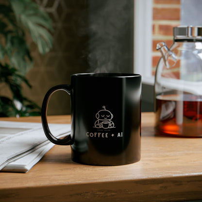 Morning Routine: Coffee + AI | Black Ceramic Mug (11oz)