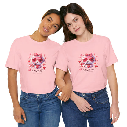 I Love AI (Sorry Humans) Unisex Tee . Valentine Bot Graphic